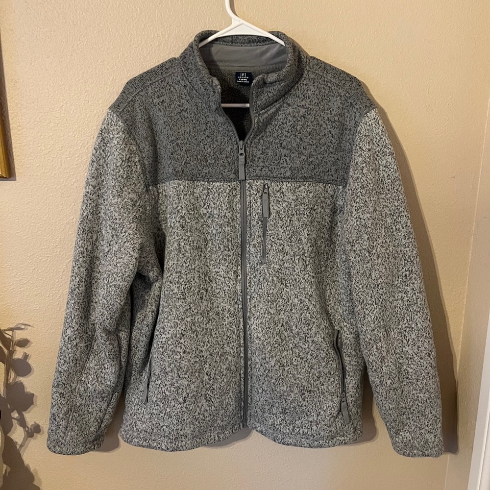 George Men's Zip Up Grey Polyester Sweater Jacket Size L (42-44)
